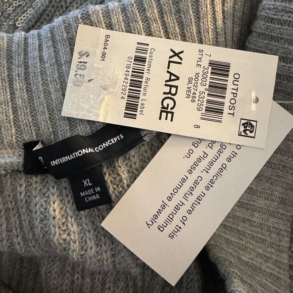 INC International Concepts X-Large Sweater Joggers Pants Sequins Pockets Gray - Picture 5 of 7